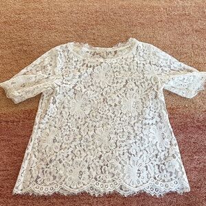 Anthropology White Lace Blouse